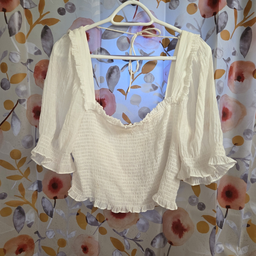 H&M Crop White Smocked Women's Top